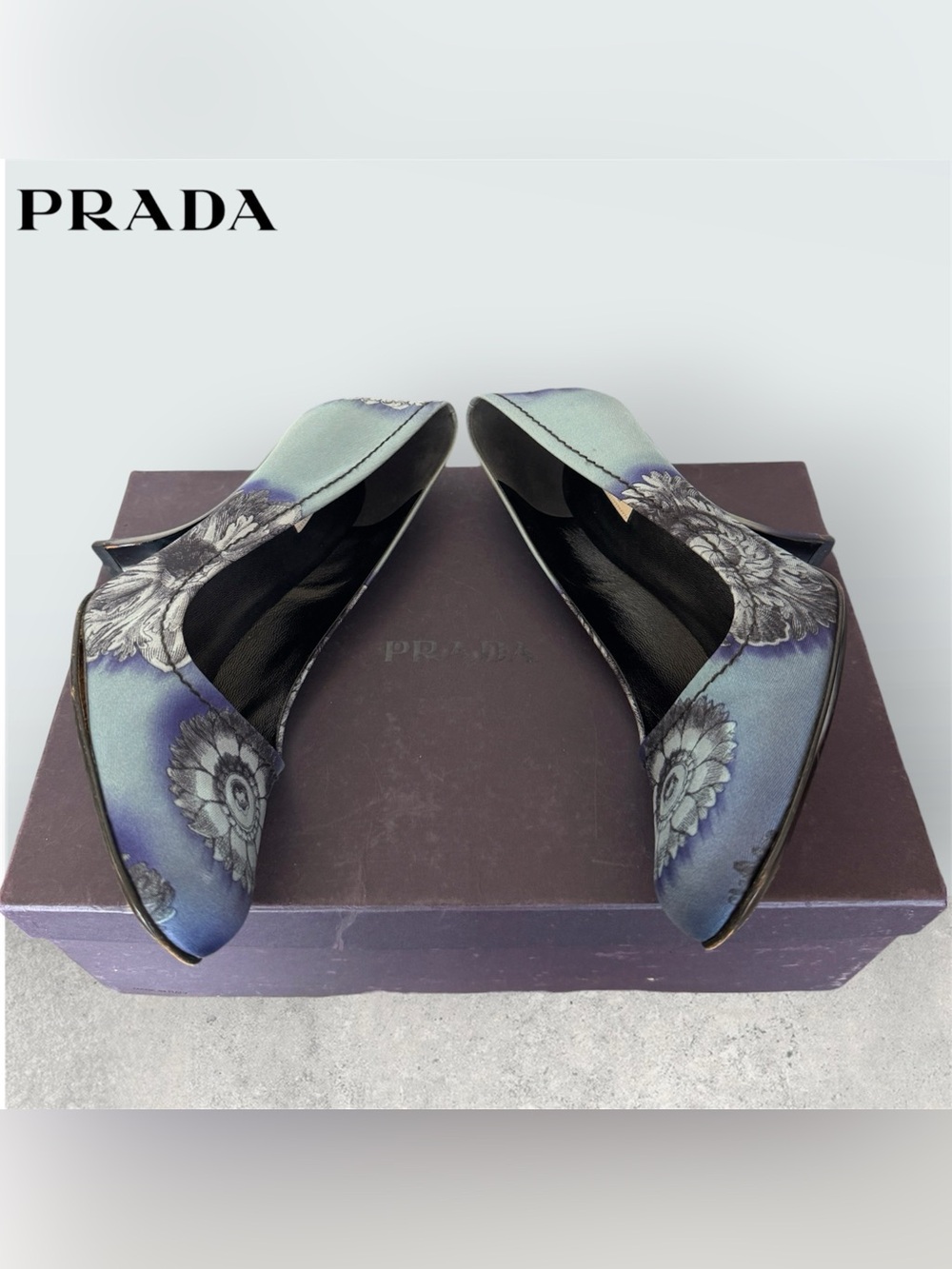 ⬇️ Prada CALZATURE DONNA Twill Rosoni Floral Sculpted Curve Heel Vintage Pumps - Picture 9 of 16